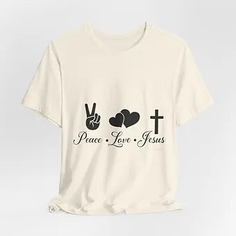 Peace Love Jesus Unisex Jersey Short Sleeve Tee