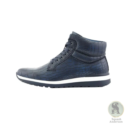 Ryder Navy Croc-Embossed Sneakers