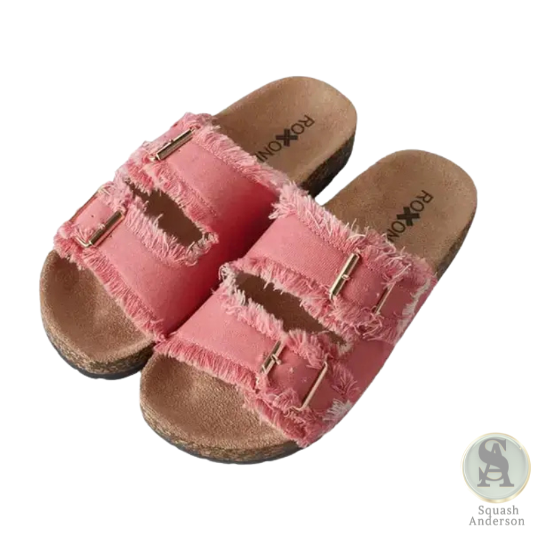 Roxoni Double Buckle Denim Slide Sandals