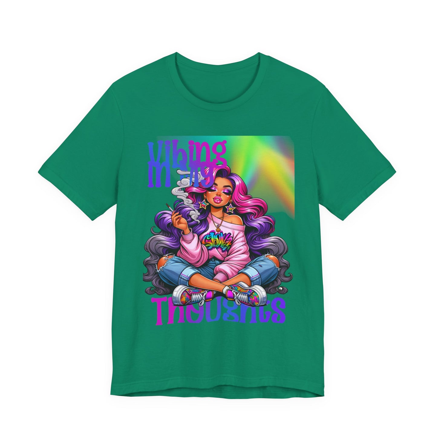 Vibing in my thoughts rainbow Unisex Jersey Short Sleeve Tee image 14