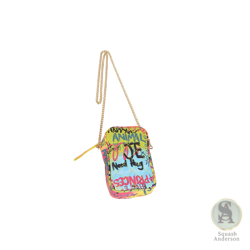 Graffiti Quilted Cellphone Crossbody Bag