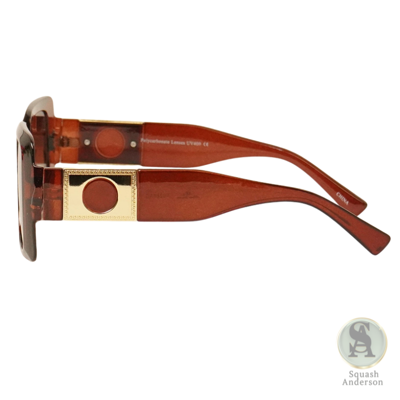 Glam Rectangle Metal Accent Sunglasses