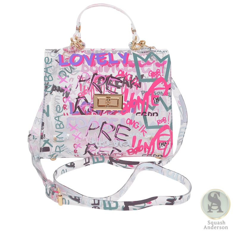 Graffiti PVC Top Handle Crossbody Bag