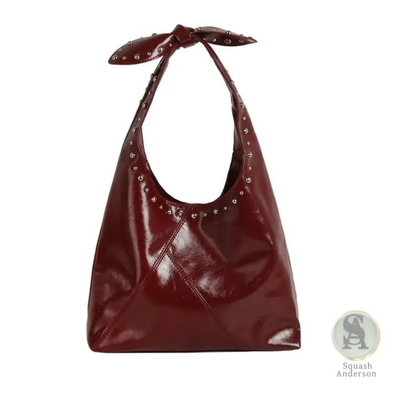 Knot Handle Studded Hobo Bag