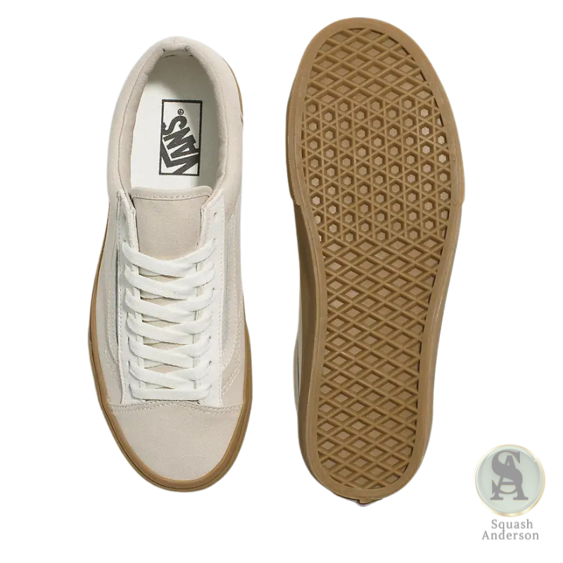 Light Brown & White Low-Top Sneakers