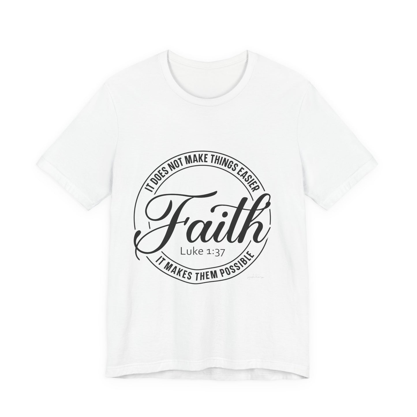 Faith Luke 1:37 Unisex Jersey Short Sleeve Tee image 2