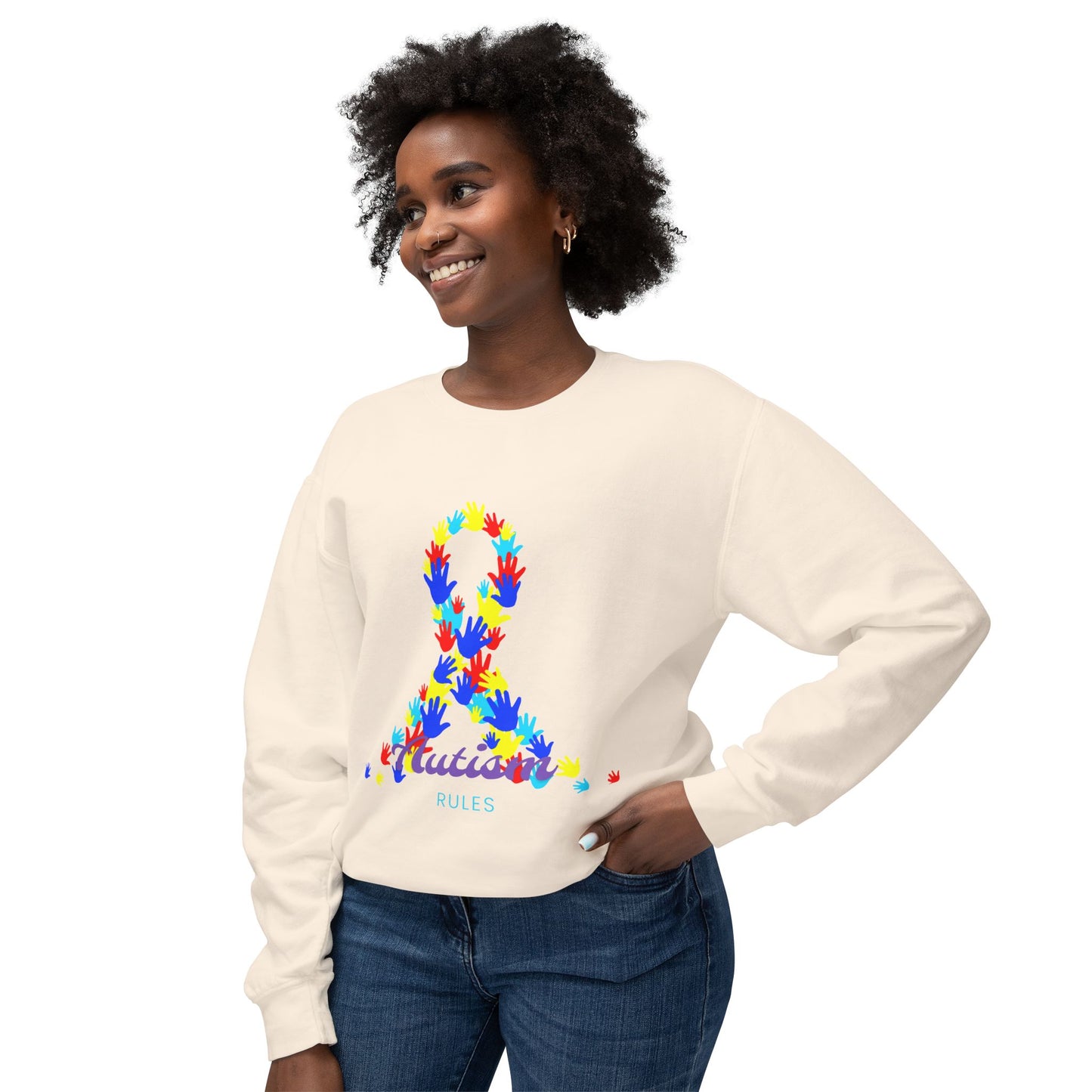 Autism Rules Unisex Lightweight Crewneck Sweatshirt image 6