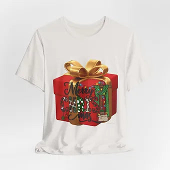 Merry Christmas Gift Box Unisex Jersey Short Sleeve Tee