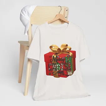 Merry Christmas Gift Box Unisex Jersey Short Sleeve Tee