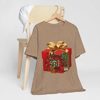 Merry Christmas Gift Box Unisex Jersey Short Sleeve Tee