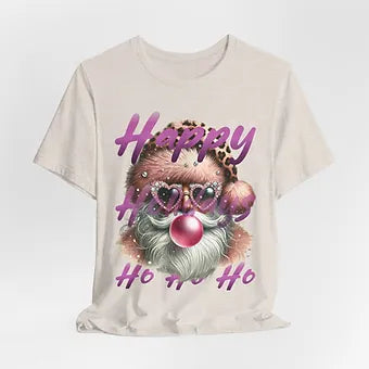 Bubble Gum Santa Happy Holiday Unisex Jersey Short Sleeve Tee