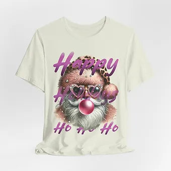 Bubble Gum Santa Happy Holiday Unisex Jersey Short Sleeve Tee