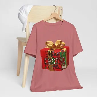 Merry Christmas Gift Box Unisex Jersey Short Sleeve Tee