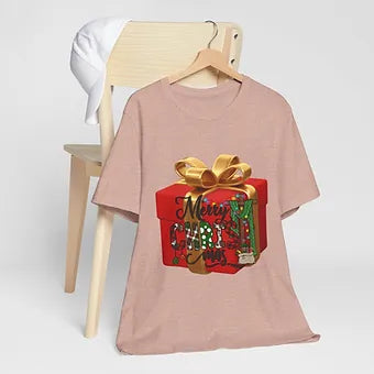 Merry Christmas Gift Box Unisex Jersey Short Sleeve Tee
