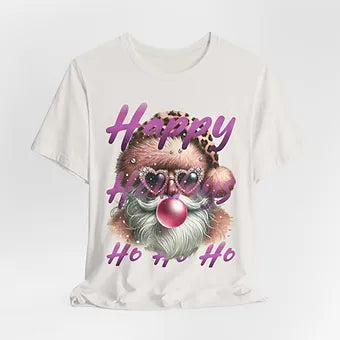 Bubble Gum Santa Happy Holiday Unisex Jersey Short Sleeve Tee