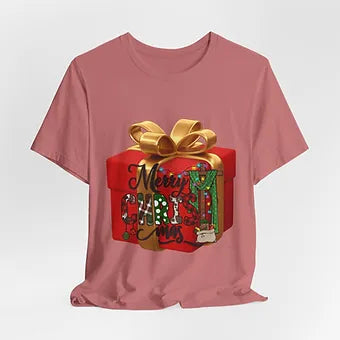 Merry Christmas Gift Box Unisex Jersey Short Sleeve Tee