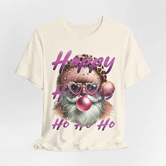 Bubble Gum Santa Happy Holiday Unisex Jersey Short Sleeve Tee