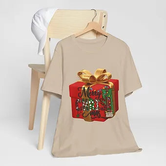Merry Christmas Gift Box Unisex Jersey Short Sleeve Tee