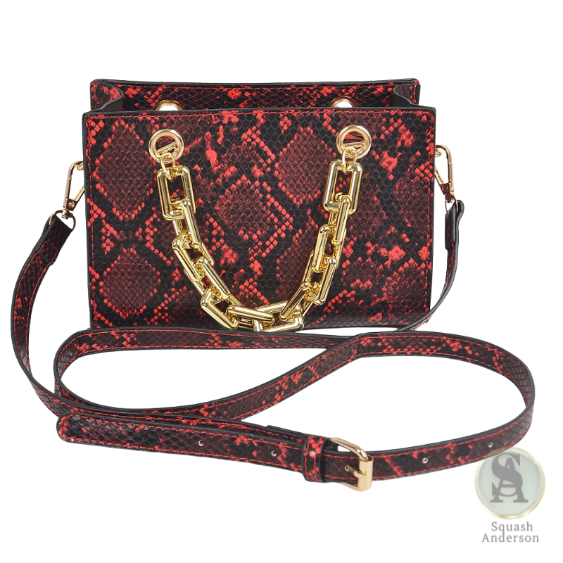 Snake Print Chain Handle Crossbody Bag