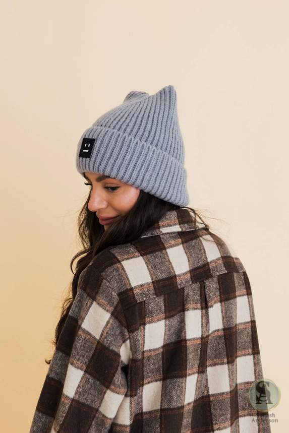 Chill Vibes Soft Ribbed Square Top Beanie