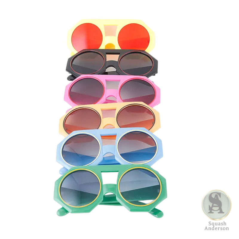 Retro Color Pop Geometric Round Sunglasses