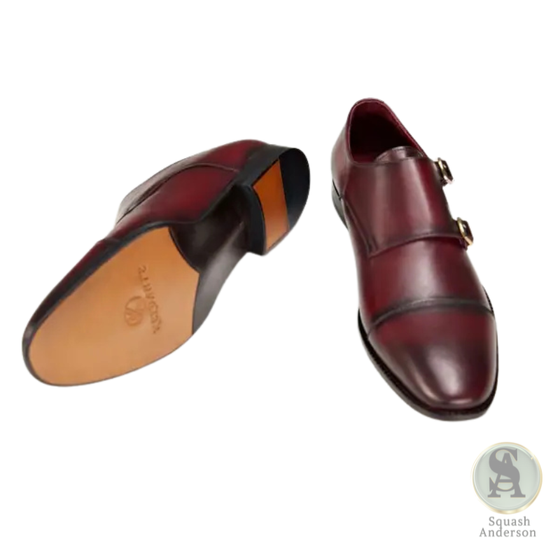 Keldante Double Monk Strap Burgundy Shoe