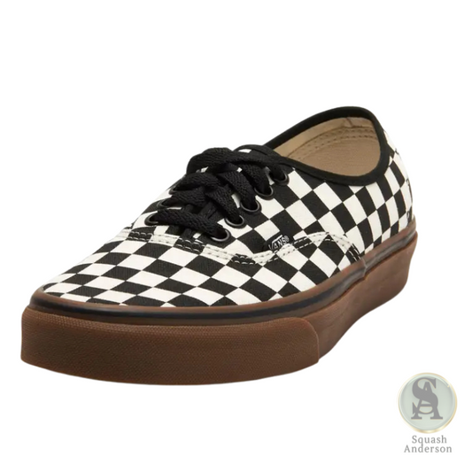 Vans Authentic Checkerboard Sneakers – Black/White with Gum Sole