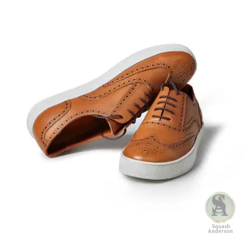 Ardent Leather Brogue Sneakers Walnut Brown