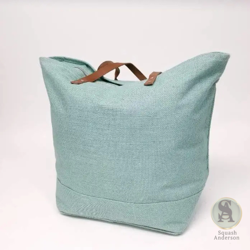 Jute Leather Handle Burlap Tote