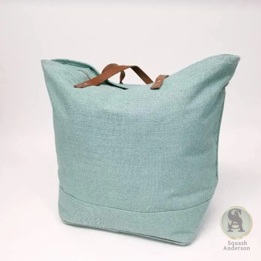 Jute Leather Handle Burlap Tote