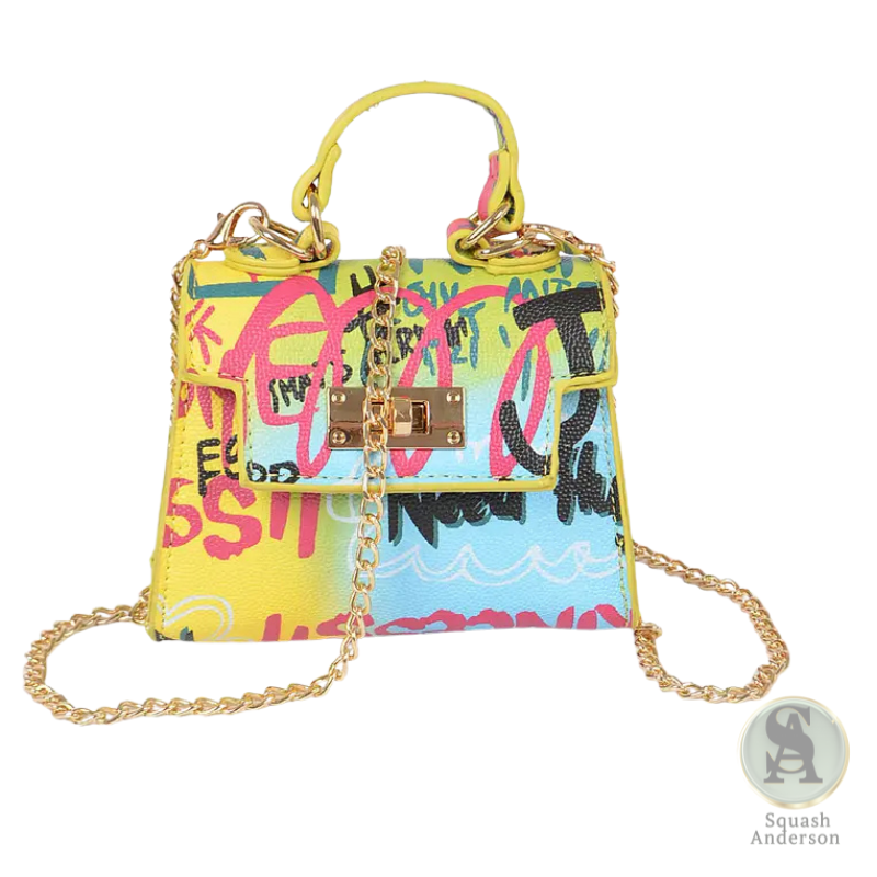 Graffiti Print Mini Handle Bag