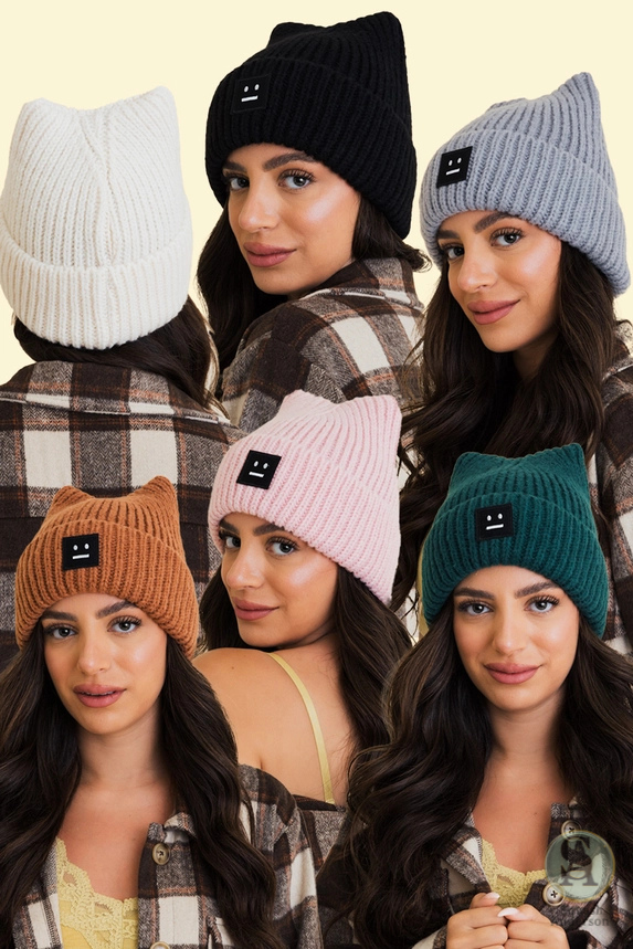 Chill Vibes Soft Ribbed Square Top Beanie