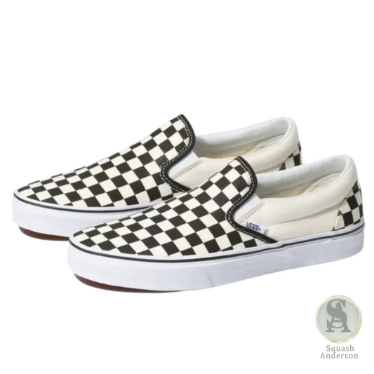 Vans Classic Slip-On Checkerboard Sneakers – Black/White