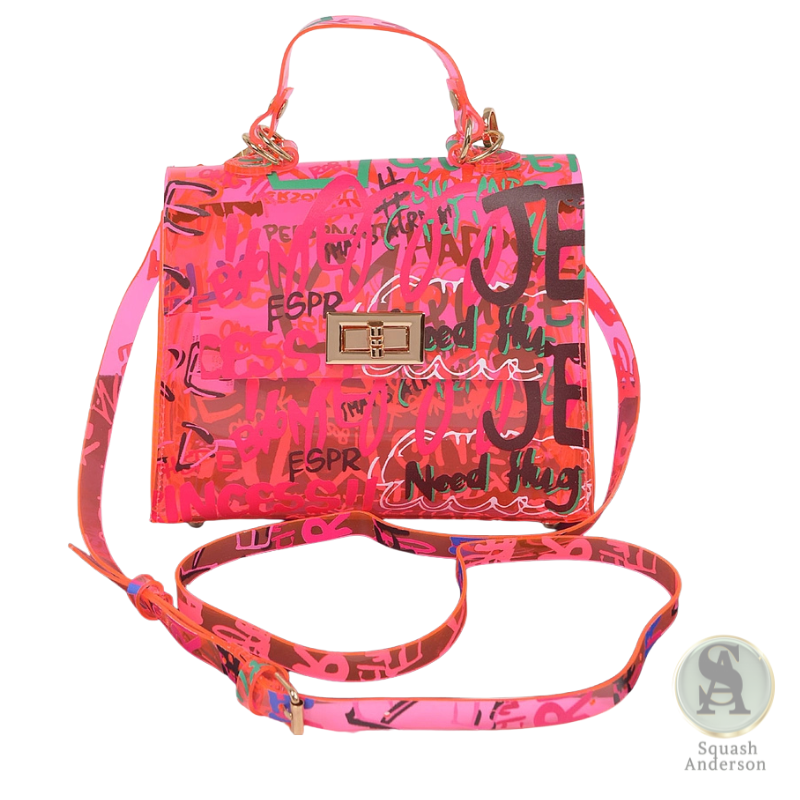 Graffiti PVC Top Handle Crossbody Bag