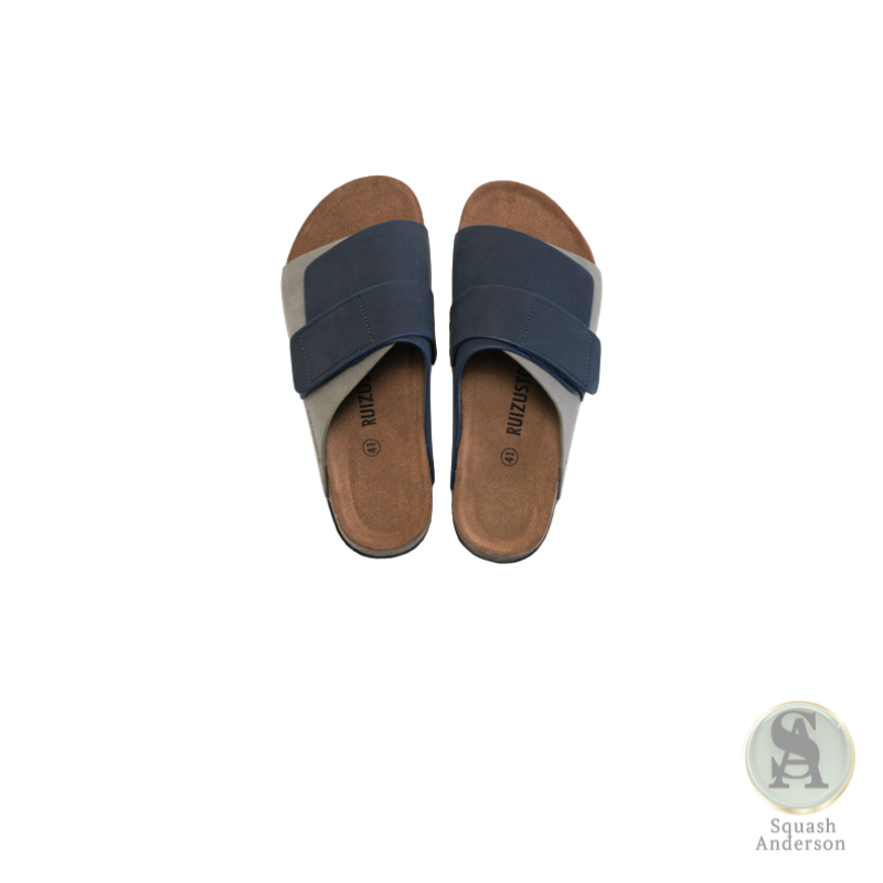 Navy & Grey Slide – Luxe Comfort Sandal