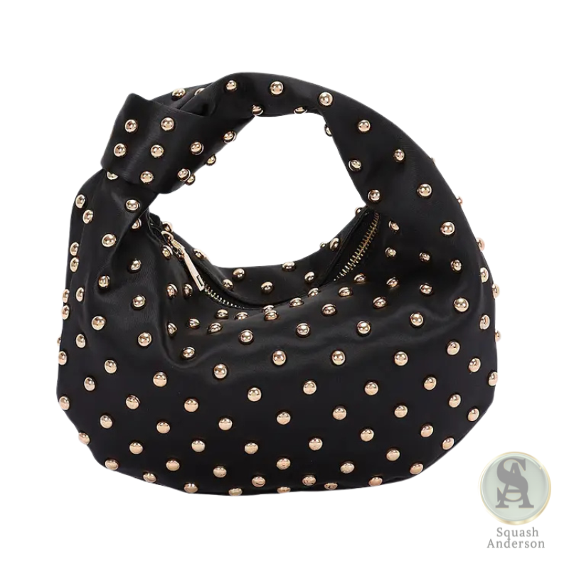 Studded Satin Hobo Bag