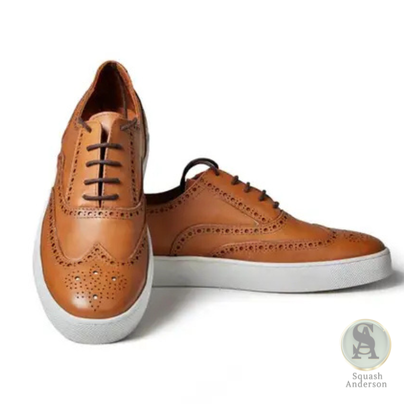 Ardent Leather Brogue Sneakers Walnut Brown