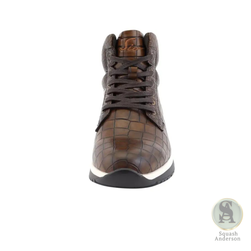 Ryder Brown Croc-Embossed Sneakers