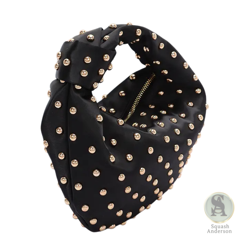 Studded Satin Hobo Bag