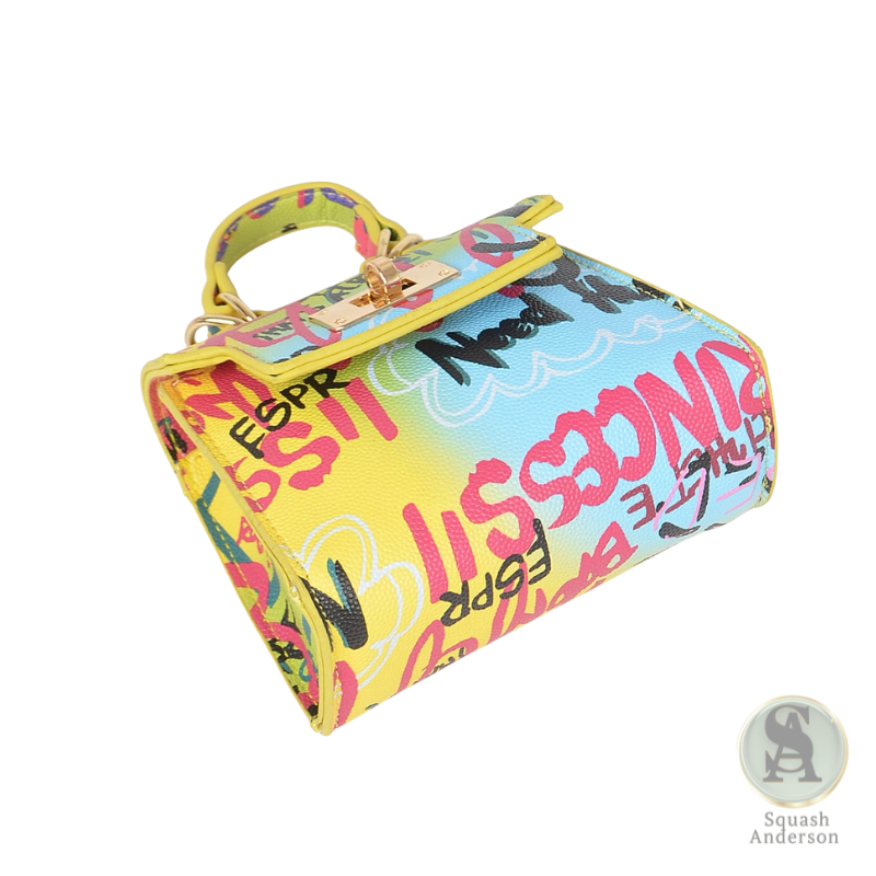 Graffiti Print Mini Handle Bag