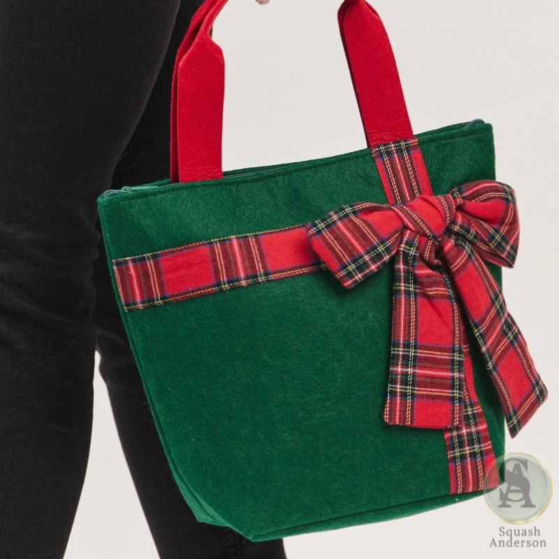Christmas Plaid Bow Tote Bag