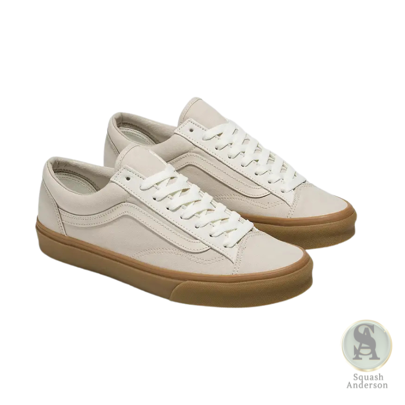 Light Brown & White Low-Top Sneakers