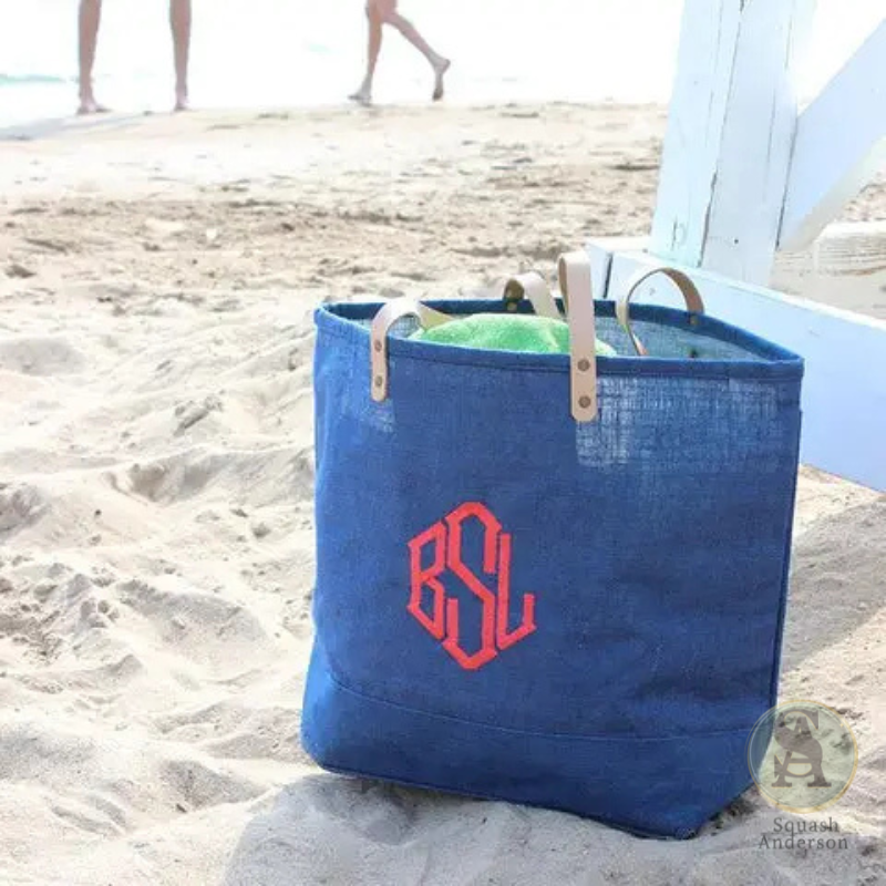 Jute Leather Handle Burlap Tote