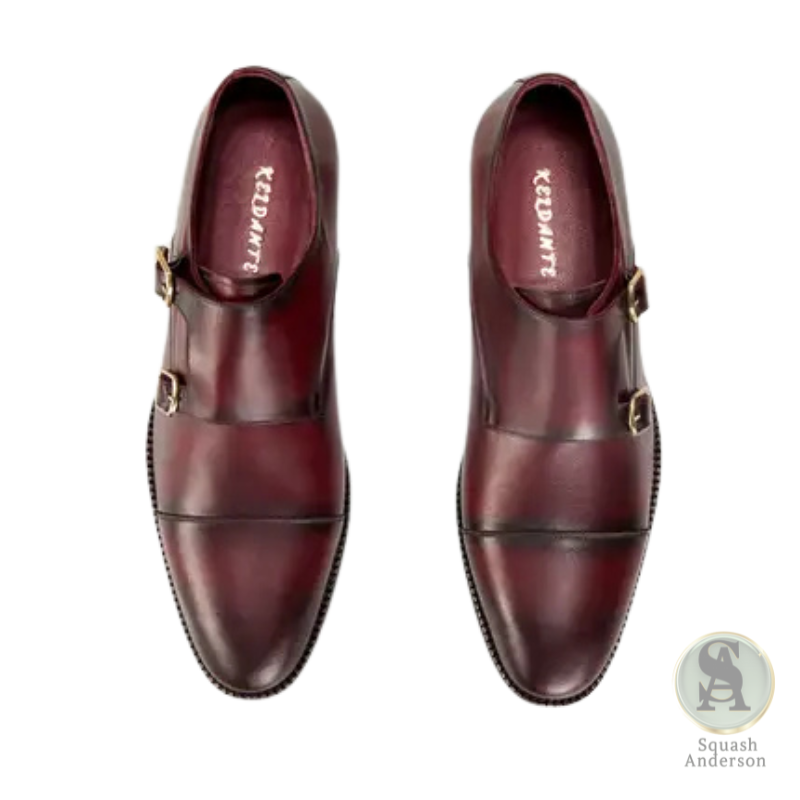 Keldante Double Monk Strap Burgundy Shoe