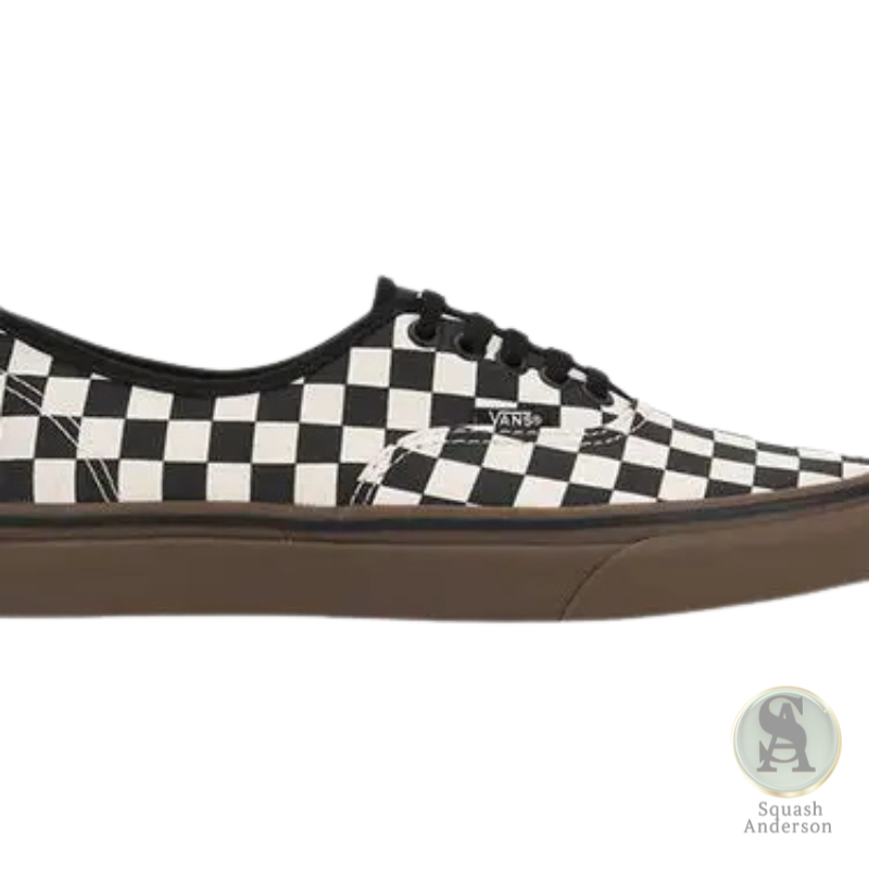 Vans Authentic Checkerboard Sneakers – Black/White with Gum Sole