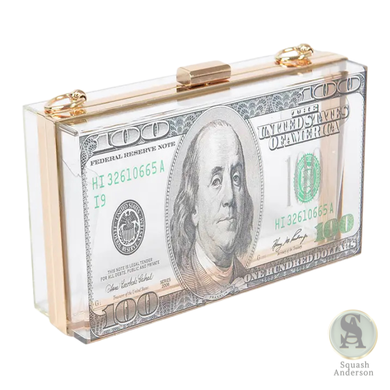 Money Print Transparent Clutch