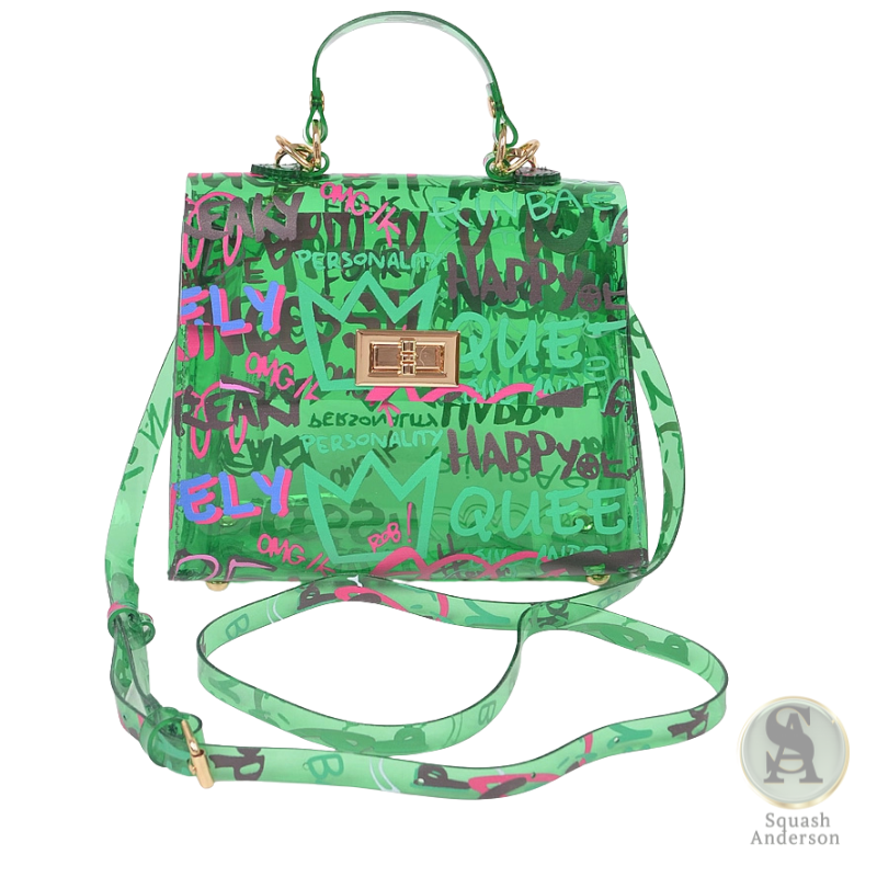 Graffiti PVC Top Handle Crossbody Bag