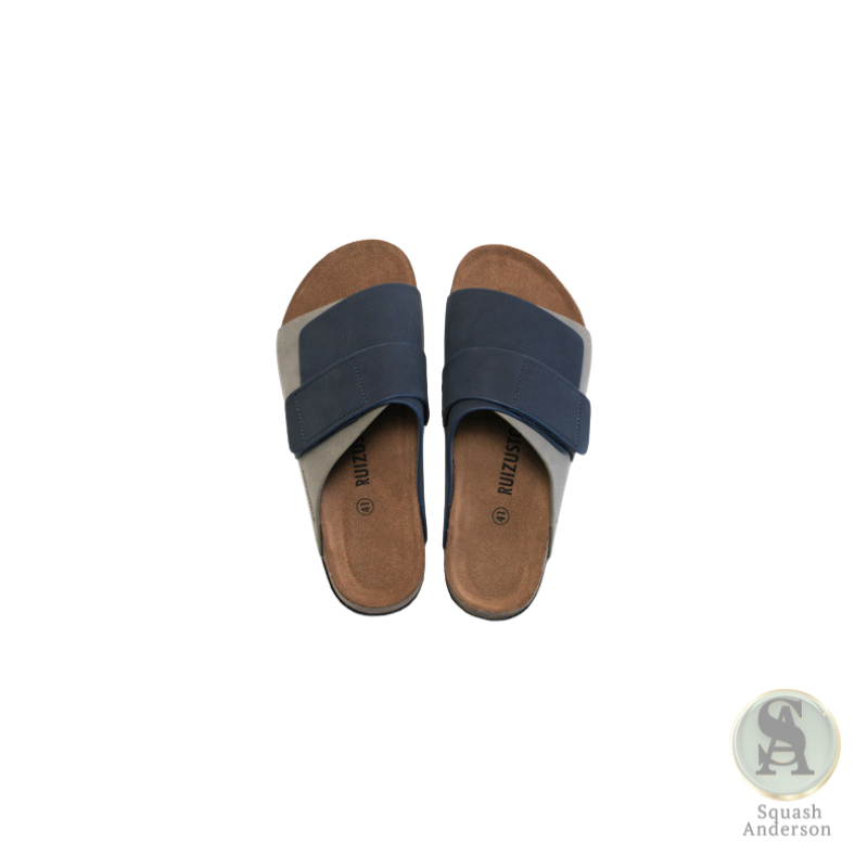 Navy & Grey Slide – Luxe Comfort Sandal