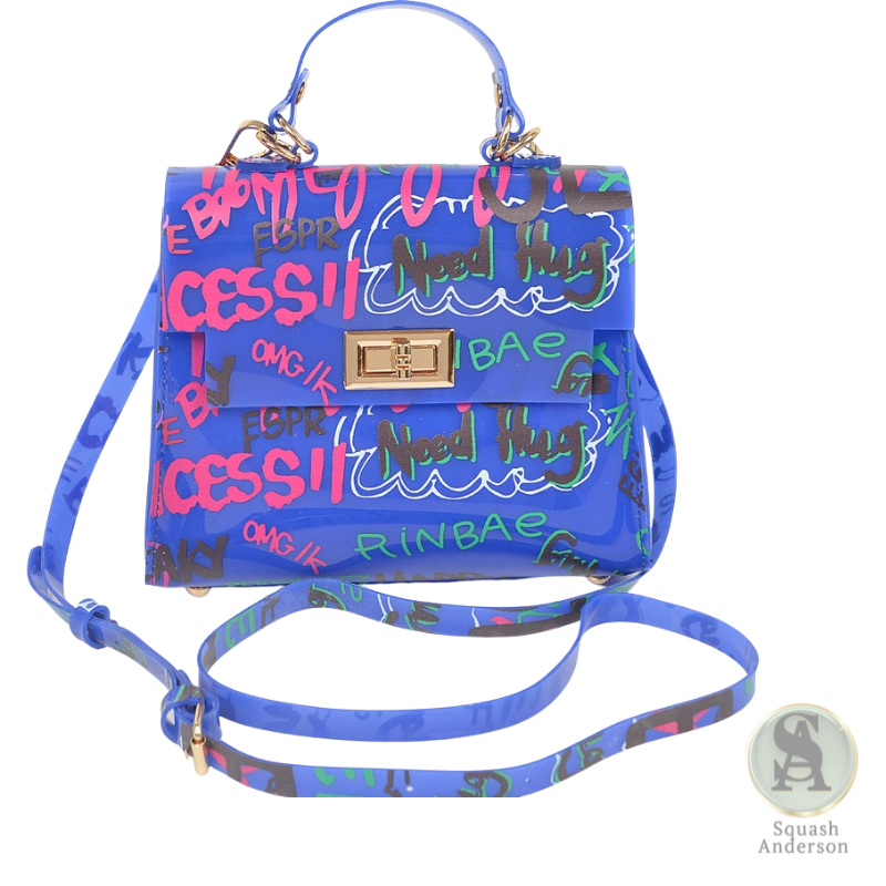 Graffiti PVC Top Handle Crossbody Bag