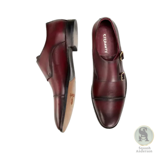 Keldante Double Monk Strap Burgundy Shoe